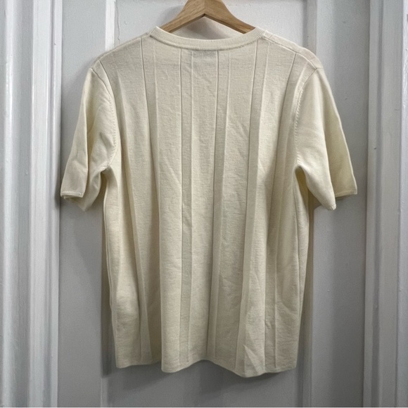 Gentle Herd Merino Wool Short Sleeve Sweater T Shirt, cream, S (photo shows tan) - Picture 2 of 5